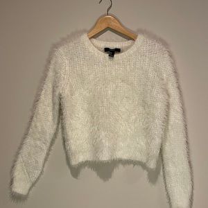 Fuzzy white ivory Forever 21 sweater Size S